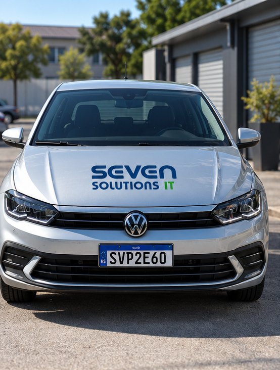 Capô do carro com a marca Seven Solutions IT